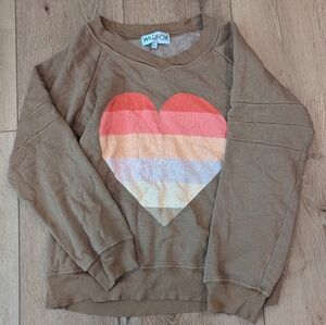 Wildfox Beach Heart Gidget Sweatshirt Rainbow Tan